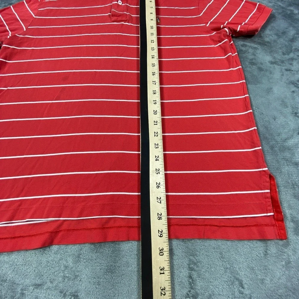 Vintage Polo Ralph Lauren Shirt‎ Men L Red Striped Classic Fit Golf All Cotton
